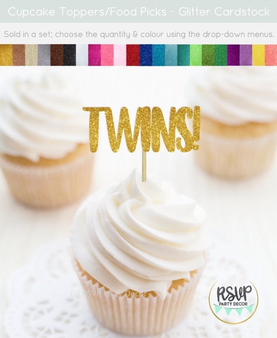 Twins Cupcake Toppers, Twins Baby Shower Party Decorations, Twin
