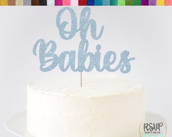 Baby Shower Cake Topper voor Twins, Oh Baby's Cake Topper, Twin Gender Reveal Party Decor, Twin Baby Shower Decoraties, Triplet Baby Shower