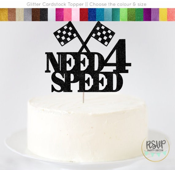 Need Four Speed Cake Topper - Racing Themed 4th Birthday Party Decorations