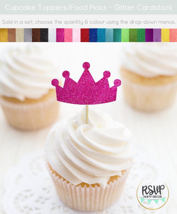 24Pcs Gold Glitter Crown Cupcake Toppers - Princess Theme Cake Decor For Birthday, Baby Shower, Wedding - View #3