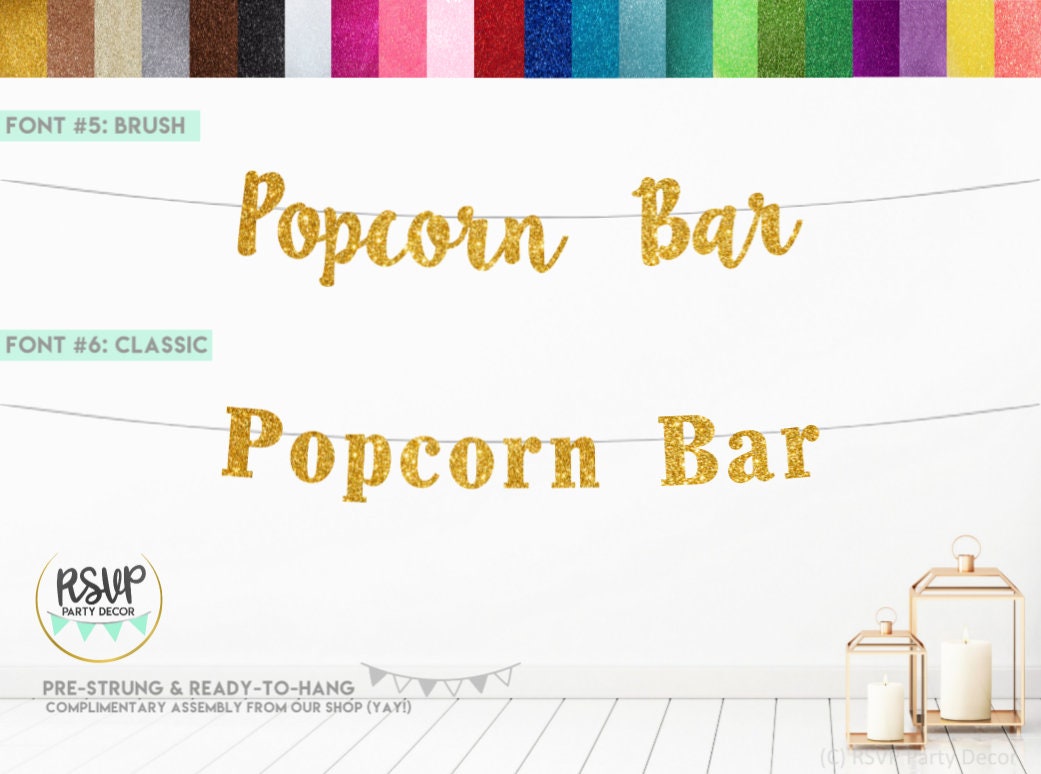 Popcorn Bar Banner Popcorn Bar Sign Popcorn Station Banner Etsy