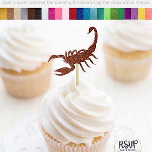 Scorpion Cupcake Toppers, Scorpion Themed Birthday Decorations, Amphibian Cupcake Toppers, Scorpion Party Decor, Reptile Party Decor