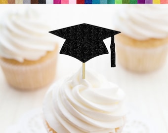Graduation Cap Cupcake Toppers, 2026 Grad Cupcake Toppers, Graduation Party Decor, Grad Food Picks, Graduation Toothpicks, Grad Cap Cupcakes