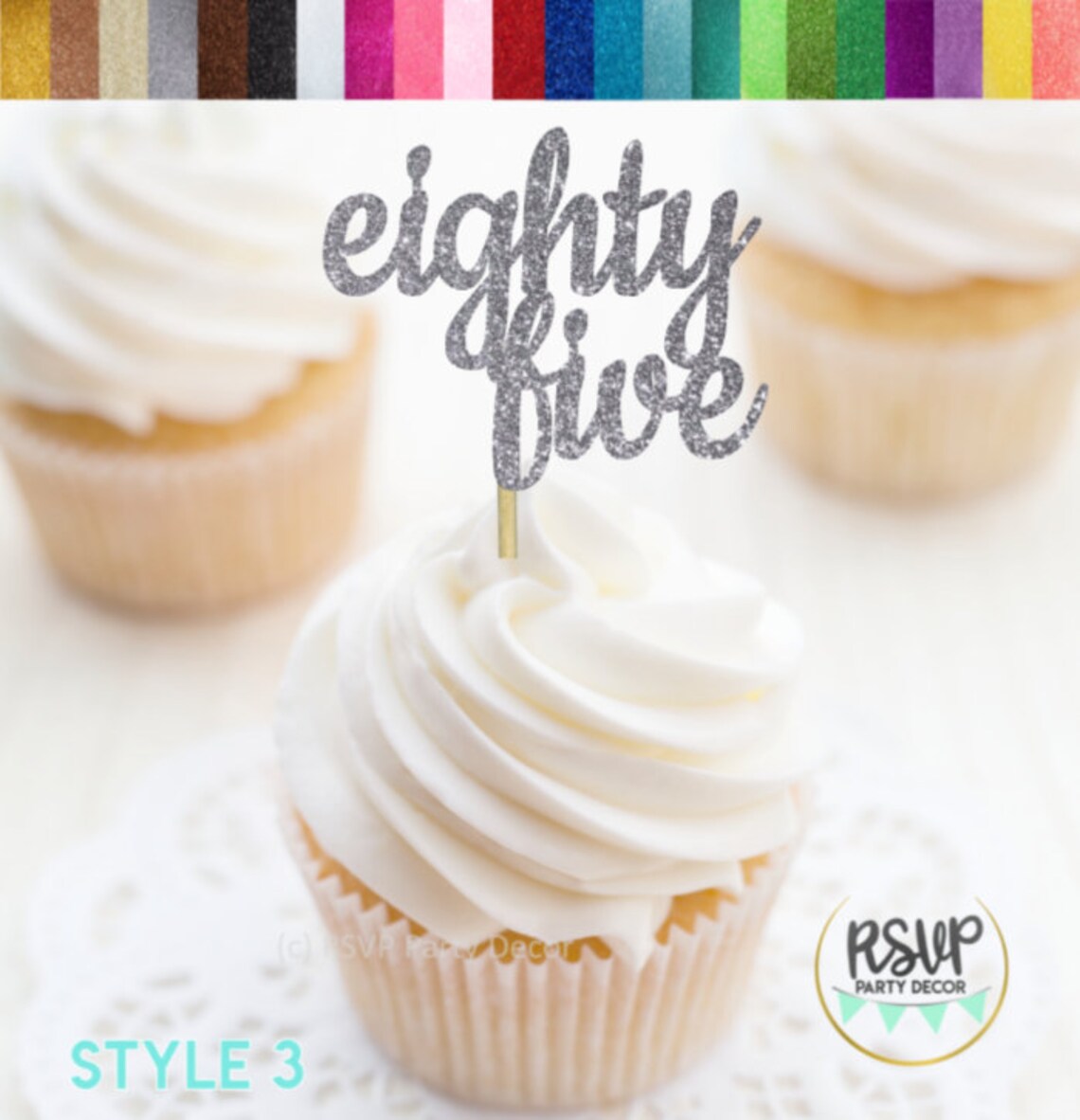 Number 85 Cupcake Toppers, Eighty Five Food Picks, 85th Birthday ...
