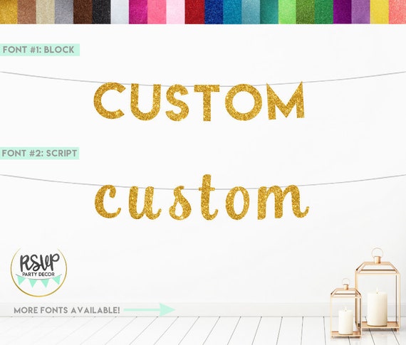 Custom Glitter Banner Custom Party Decorations Custom Etsy
