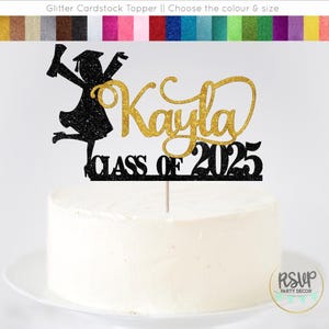 Adorno para tarta de graduación personalizado para niña de 2025, nombre de la graduada de felicitaciones de 2025, adorno para tarta de feliz graduación, decoración para fiesta de graduación, letrero de graduación personalizado