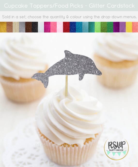 Nautical 12 Dolphin Cupcake Toppers Dolphin cake picks Under The Sea Party