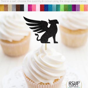 Griffin Cupcake Toppers, Dragon Food Picks, Griffin Party Decorations, Medieval Knight Birthday Decor, Fantasy Themed Party Decorations