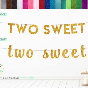 Deux bannières sucrées, bannière du 2e anniversaire, décorations de fête d’anniversaire 2e, bannière Frutti à deux ti, fête de la crème glacée, signe scintillant deux signes sucrés