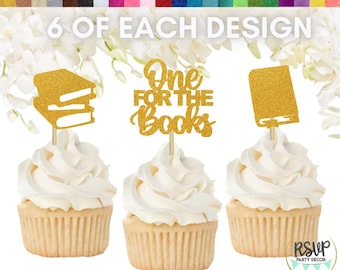 Buch Erster Geburtstag Cupcake Topper Set, Eines für die Bücher Dekorationen, Bücher 1. Geburtstag Party Dekor, Buch Eins Cupcake Topper - 18 STÜCKE