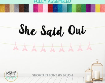 She Said Oui Banner, Eiffel Tower Garland, Paris Themed Bridal Shower Decorations, French Bridal Shower, Patisserie Engagement Party