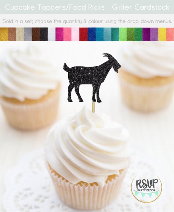 Goat Cupcake Toppers, Goat Party Decor, Farm Food Picks, Farm Themed Birthday Party Decor, Farm ...