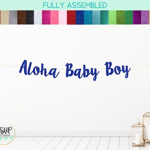 Aloha Baby Boy Banner, Tropical Baby Shower Decorations for Boy, Pineapple Baby Shower Decor, Beach Themed Baby Shower Decorations for Boy