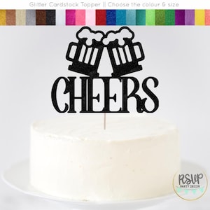 Beer Cheers Cake Topper, Beer Cake Topper, Beer Themed Party Decor, St Patrick&#39;s Day Party Decor, Man Birthday Party Decor, Dad Cake Topper