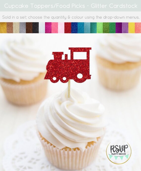 Train Cupcake Toppers, Glitter Train Food Picks, Train Themed Party Decorations, Chugga Chugga Choo-Choo, Train Birthday Party Il_570xn