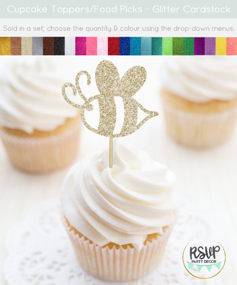 Bee Cupcake Toppers, What Will It Bee Gender Reveal, Spring Party Decor, Bumblebee Food Picks, Bumble Bee Themed Party Decor image 6