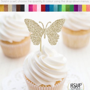 Butterfly Cupcake Toppers, Glitter Butterfly Food Picks, Fairy Cupcake Toppers, Garden Themed Party Decor, Garden Birthday, Garden Shower image 5