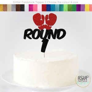 Round 1 Cake Topper, Boxing 1st Birthday Party Decor, Gym First Cake Smash Topper, Workout 1st Birthday Party Decor, Boxing Gloves Topper