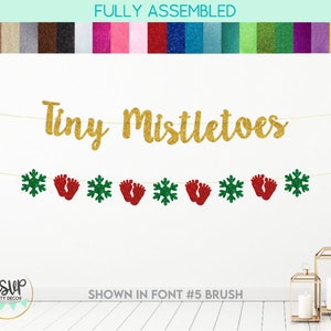 Tiny Mistletoes Banner, Snowflake and Baby Feet Garland, Christmas Baby Shower Decorations, Winter Baby Shower Decor, Snowflake Baby Party