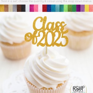 Topper per cupcake della classe del 2025, decorazioni per feste di laurea, scelte di cibo per la laurea, festa di laurea 2025, topper per cupcake per laureati 2025