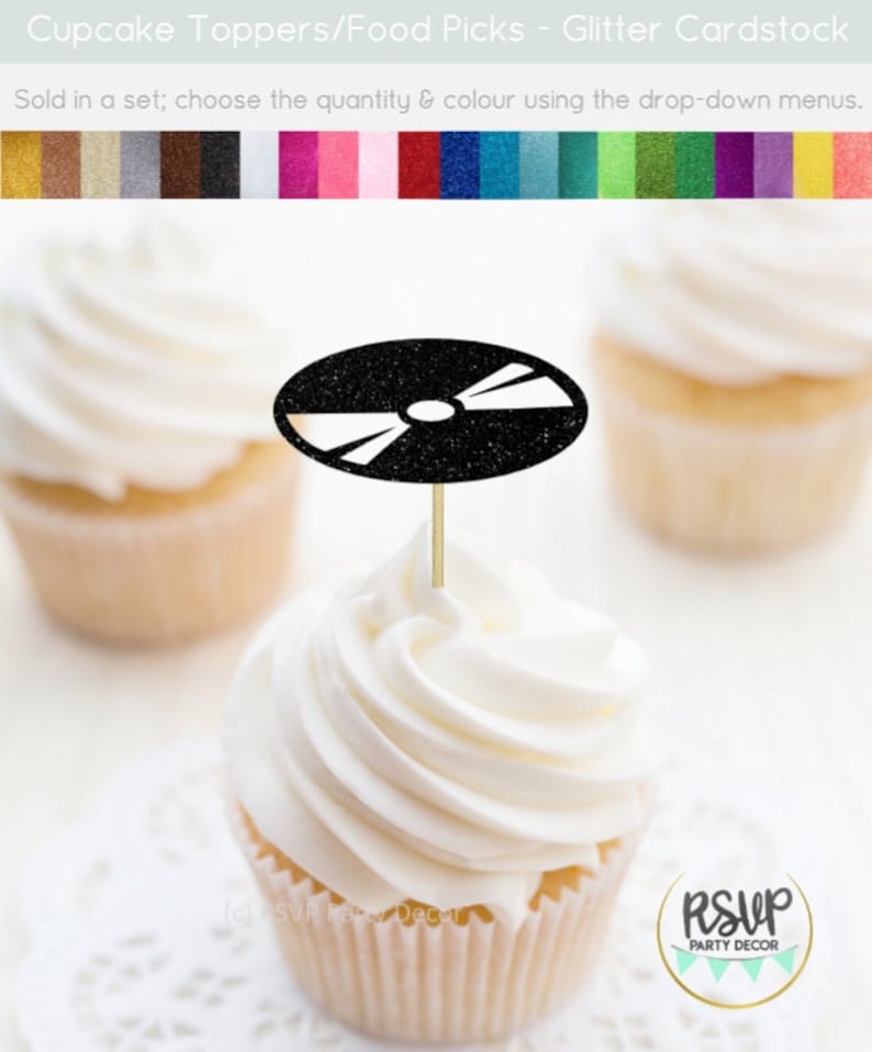 Vinyl Record Cupcake Toppers Music Party Decorations Etsy