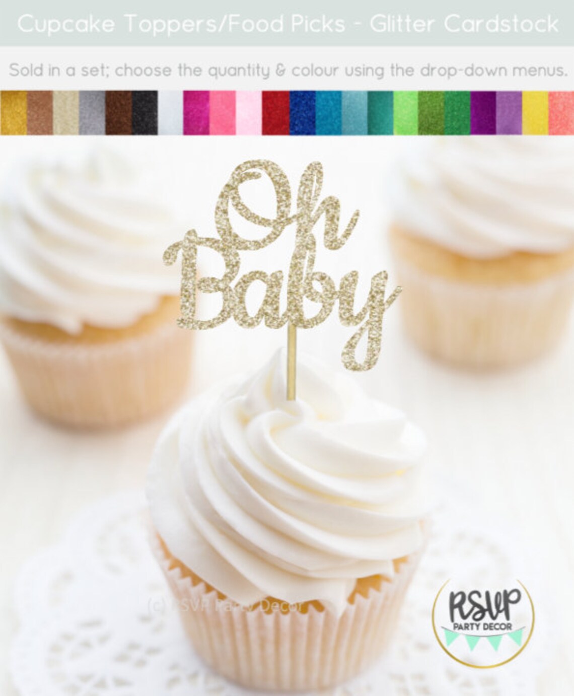 Oh Baby Cupcake Toppers Baby Shower Cupcake Toppers Gender - Etsy