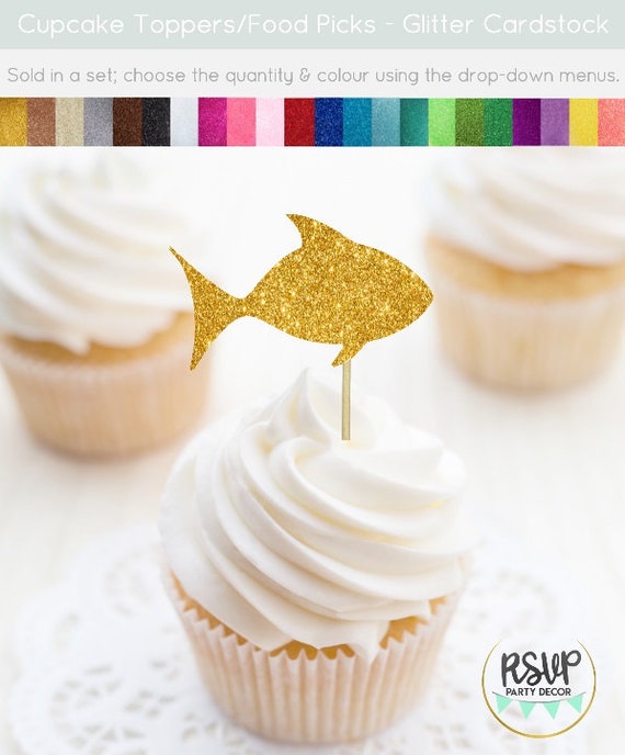 Fish Cupcake Toppers, the Big One Cupcake Toppers, Fish Party Decorations,  Ofishally Birthday Decor, Fish Food Picks 