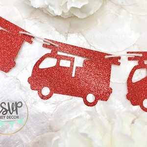 Firetruck Garland, Fire truck Banner, Fire Fighter Party, Fireman Party Decor, Fire Engine Banner, Firemen Birthday Party Decorations