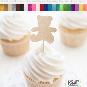 Decorazioni per baby shower Teddybear, decorazioni per cupcake a tema orsacchiotto per il 1° compleanno, decorazioni per torte per 2° compleanno con orso e forniture per feste