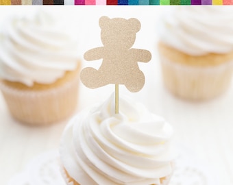 Teddybear Baby Shower Decorations, Teddy Bear Themed 1st Birthday Cupcake Toppers, 2nd Birthday Bear Cup Cake Decor Party Supplies