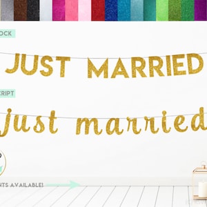 Backdrop Just Married Glitter - Partywinkel