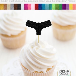 Panties Cupcake Toppers, Lingerie Bachelorette Cupcake Toppers, Lingerie Bridal Shower Party Decor, Underwear Cupcake Toppers
