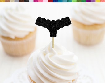 Panties Cupcake Toppers, Lingerie Bachelorette Cupcake Toppers, Lingerie Bridal Shower Party Decor, Underwear Cupcake Toppers