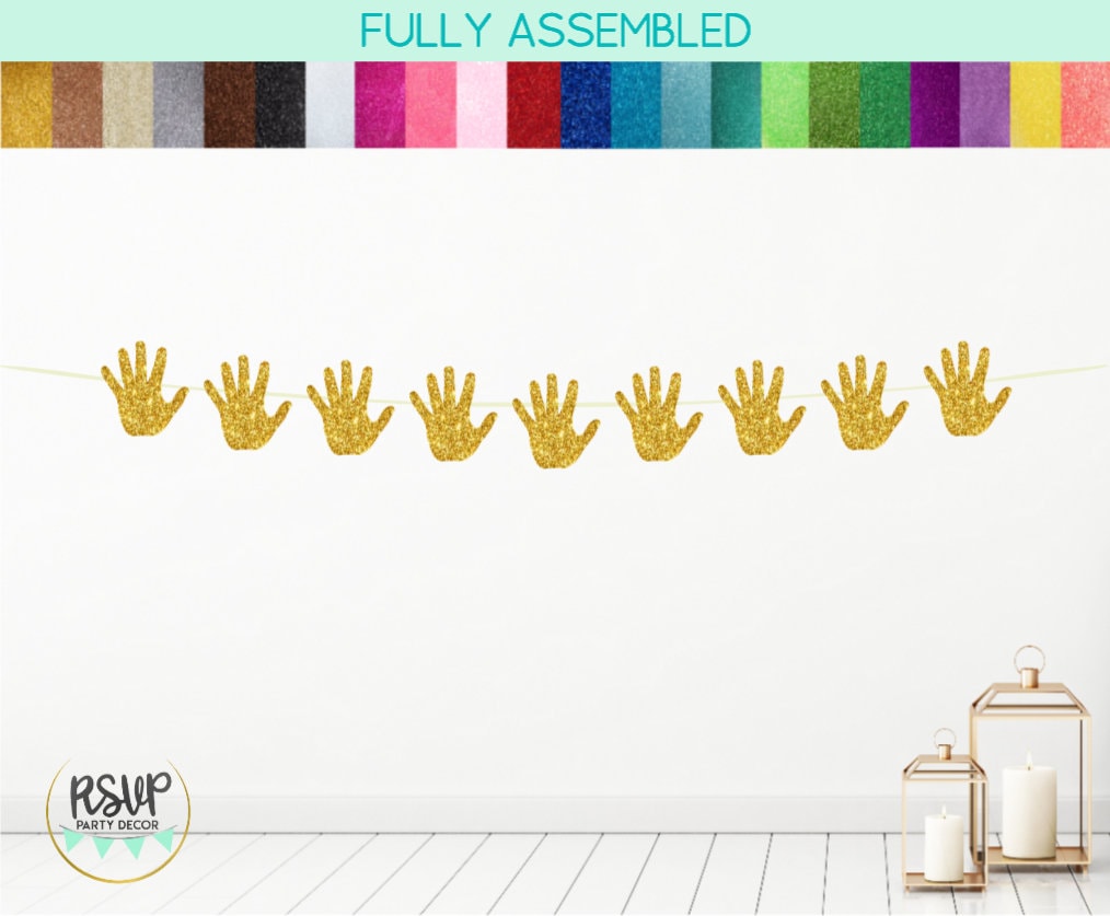 Hand Garland, Five Finger Hand Banner, 5th Birthday Party Decor, Fifth Birthday Banner, Hi-Five Banner, I Am A Handful Bunting