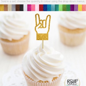 Rock Hand Cupcake Toppers, Music Party Decorations, Rock Star Cupcake Toppers, Rock n Roll Party Decor, Music Theme Birthday Decor image 5