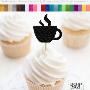 Coffee Mug Cupcake Toppers, Coffee Shop Birthday Party Decor, Coffee Party Decor, Friends Party Decor, Tea Mug Cupcake Toppers, Tea Party