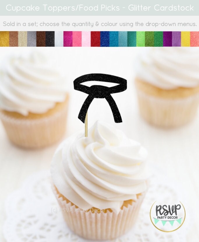Karate Belt Cupcake Toppers, Karate Party Decorations, Martial Arts Food Pick, Taekwondo Party Decor, Fighting Karate Birthday Party Decor