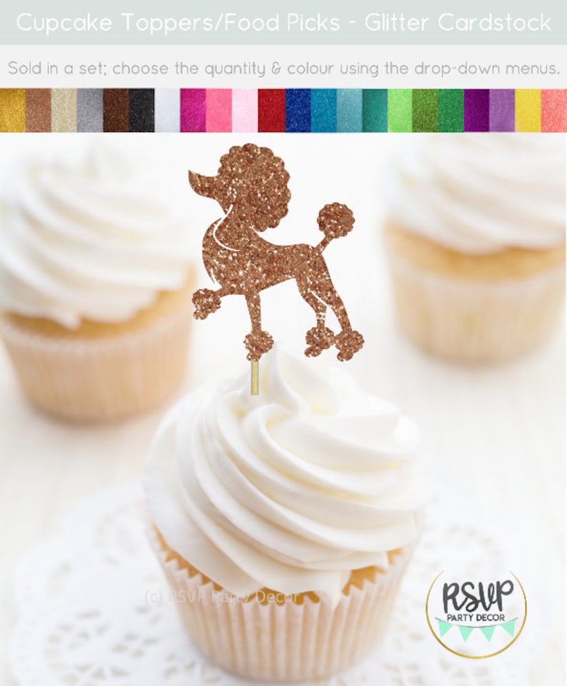 Poodle Cupcake Toppers Dog Cupcake Toppers Paris Themed Etsy