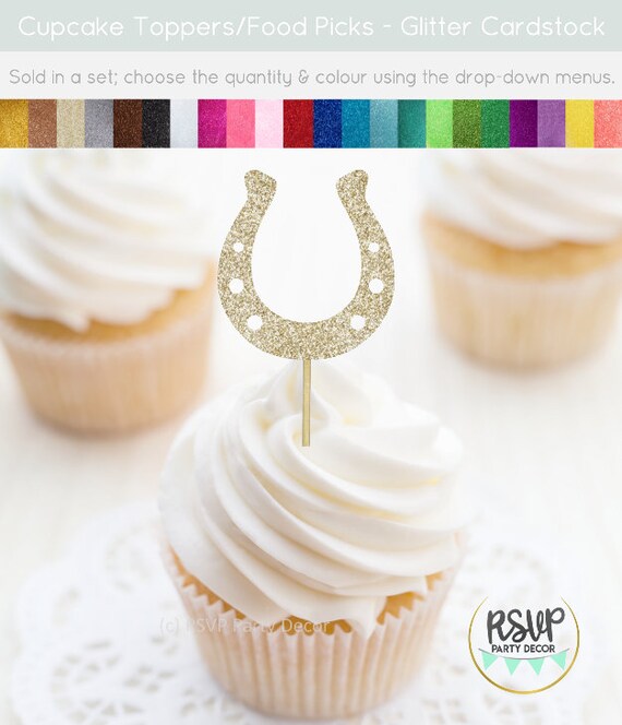 Horseshoe Cupcake Toppers Horseshoe Party Decor Derby Etsy