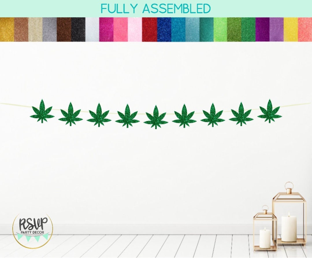 Marijuana Leaf Garland, Weed Banner, Weed Party Decorations, 420 Pot