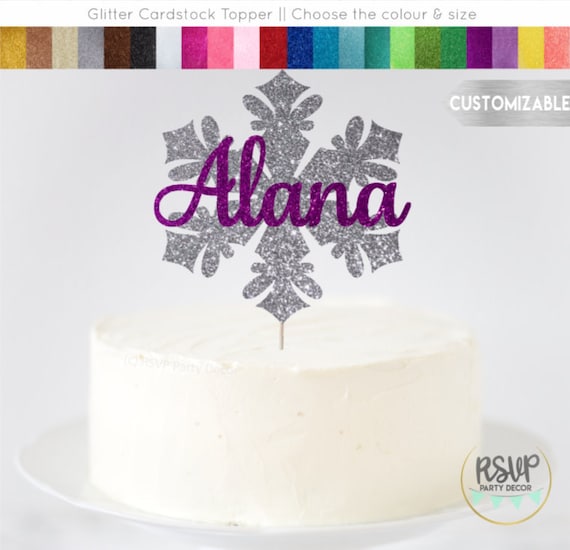 Custom 2-Colour Snowflake Cake Topper, Christmas Birthday Cake Topper, Winter Birthday Cake Topper, Personalized Name Sign With Snowflake Il_570xn