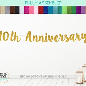 10th Anniversary Banner, 10th Anniversary Party Decorations, Tenth Wedding Anniversary Party, Ten Years of Love, Happy 10th Anniversary Sign