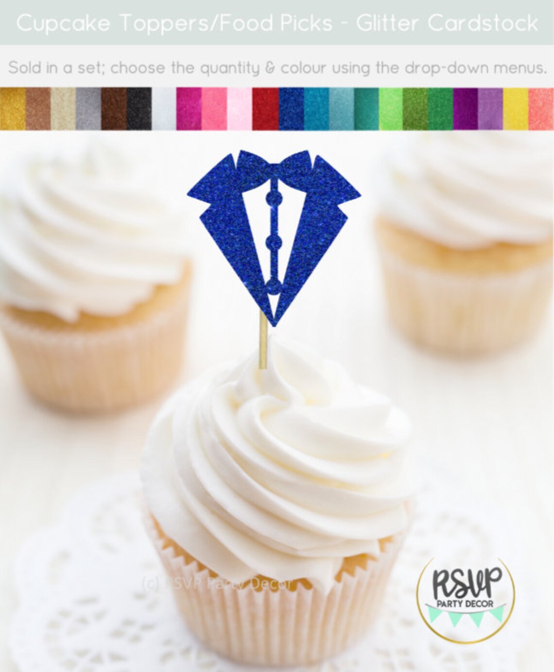 Tuxedo Cupcake Toppers Wedding Cupcake Toppers Engagement | Etsy