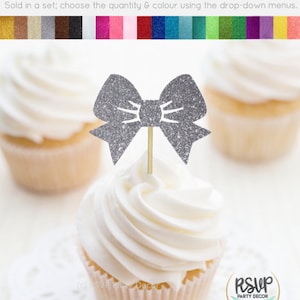 Bow Cupcake Toppers, Girl Cupcake Toppers, Girl Birthday Decorations ...