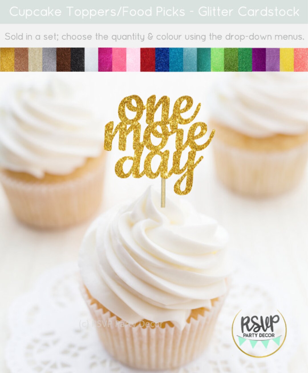 Un día más Cupcake Toppers, Cena de ensayo de boda Cupcake Toppers,  Decoraciones de cena de ensayo, Countdown Food Picks, Brunch de ensayo -  Etsy México, image size:1080x1306