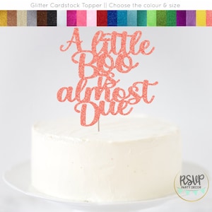 Halloween Gender Reveal Cake Topper, A Little Boo Is Almost Due Cake Topper, Halloween Baby Shower Decor, Halloween Party Decor for Baby