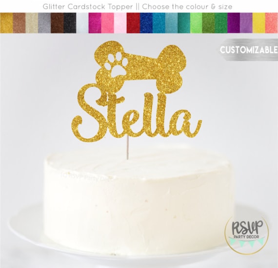 Custom Dog Cake Topper, Bone Cake Topper, Dog Birthday Decorations, Dog Cake Smash, Puppy Birthday, Personalized Puppy Sign, Paw Cake Topper Il_570xn