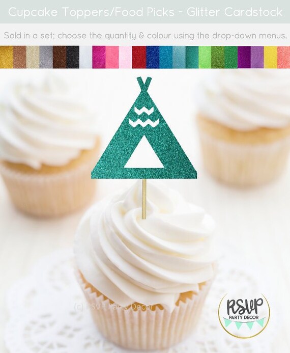 Teepee Cupcake Toppers Boho Food Picks Tent Cupcake Toppers