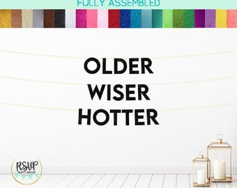Older Wiser Hotter Banner, Funny Adult Birthday Banner, Trendy Birthday Decorations, 30th Birthday Banner, Party Decorations for Woman