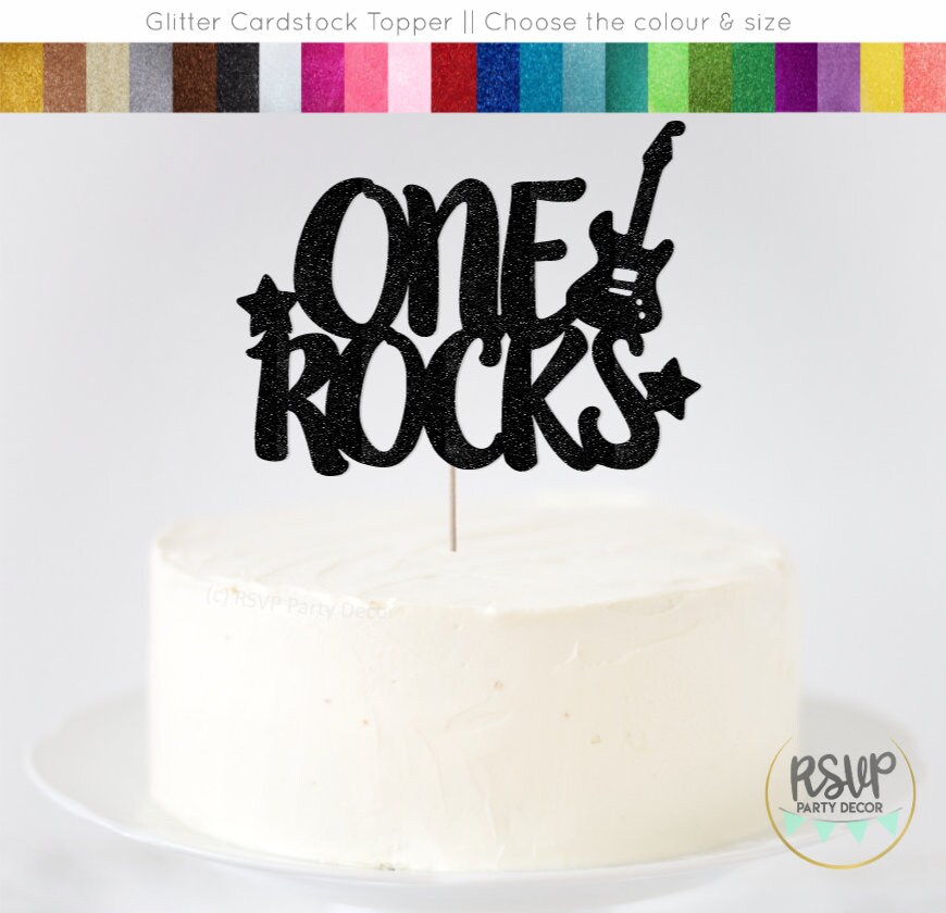 One Rocks First Birthday One Rocks Cake Topper, Rockstar 1st Birthday Cake Topper, Rock N' Roll ...
